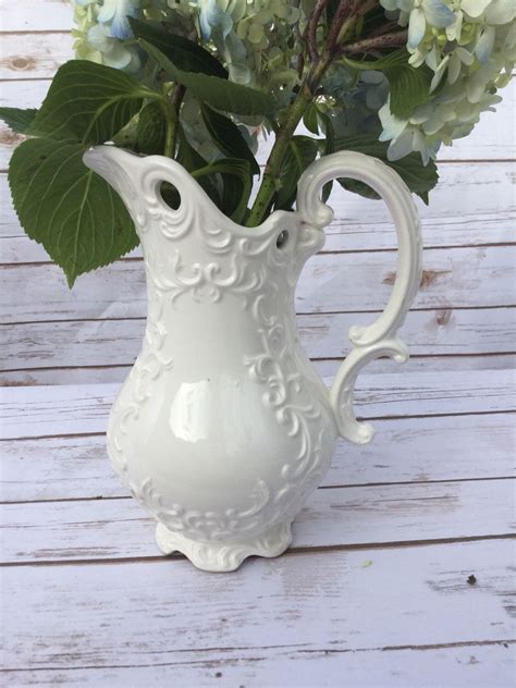 pitcher vase white|More.